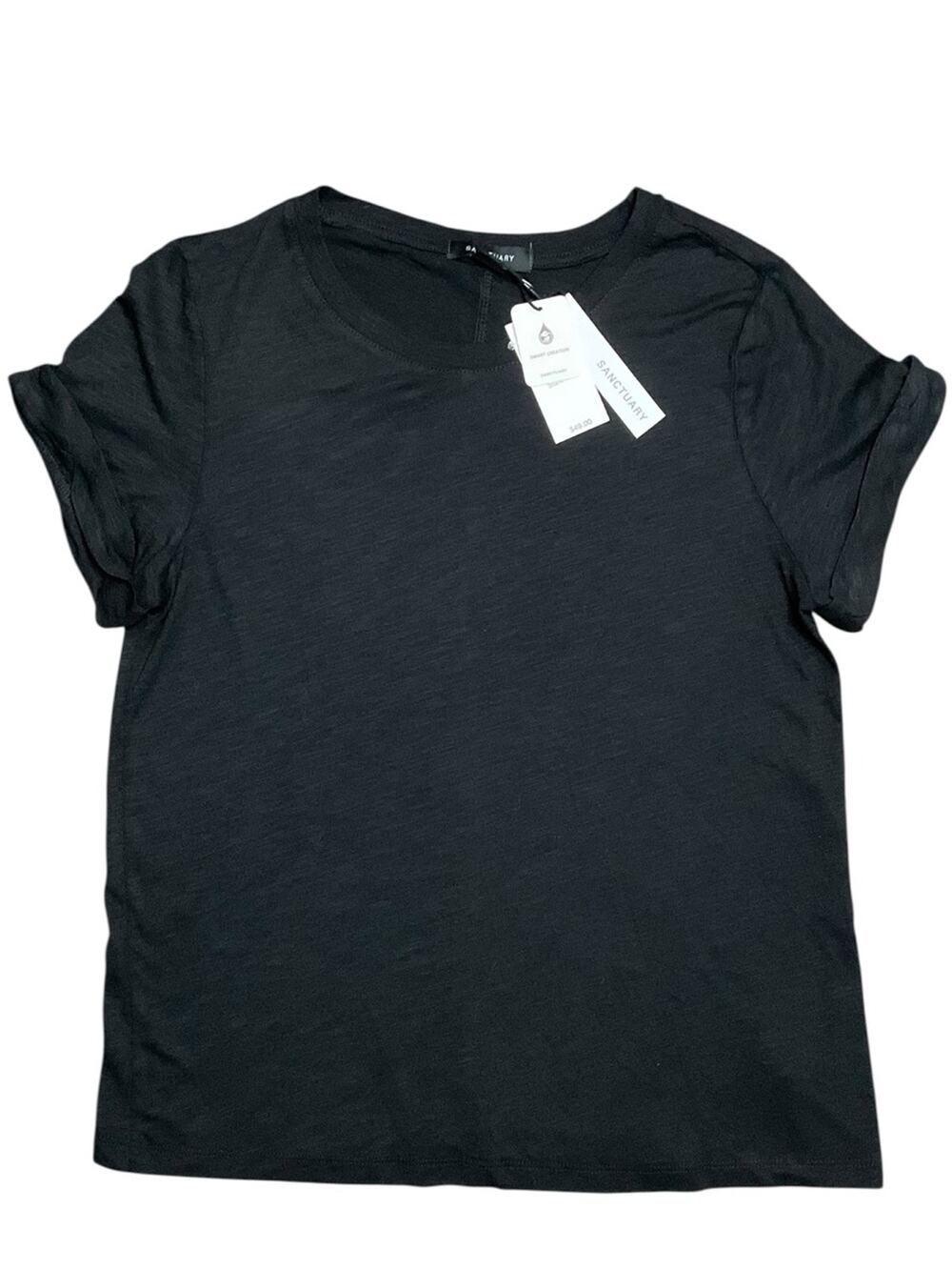 Sanctuary Women’s Perfect Tee Remix Black Short Cuff Sleeve Tee Size Medium NWT